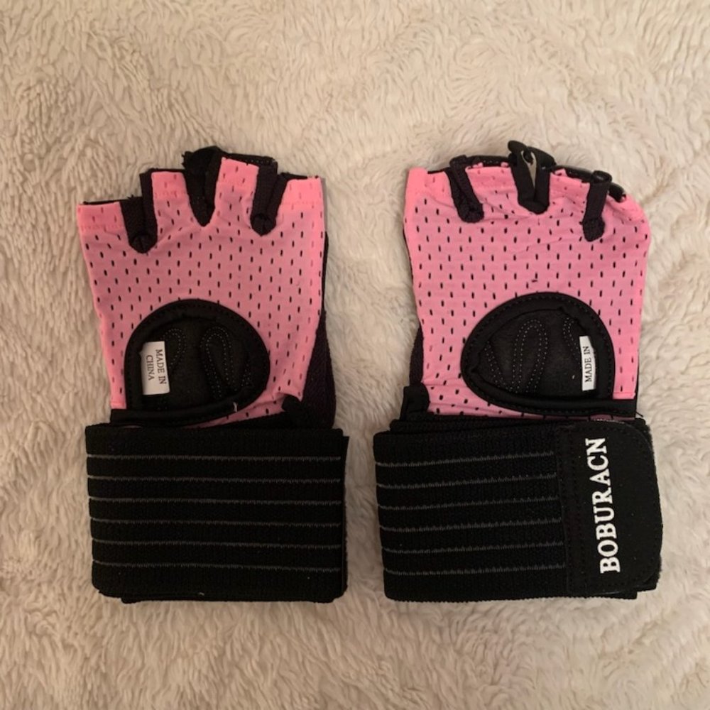NEW BOBURACN Workout Pink/Black Workout/Exercise/Lifting Gloves w/ Wrist Support